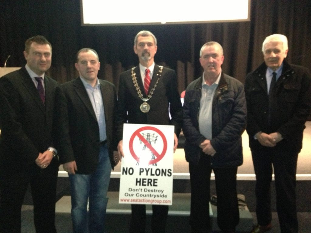 Sinn Féin Councillors Gerard Paul White, Noel Keelan, Sean Conlon, Mickey Gillespie and Jackie Crowe attend Interconnector public meeting