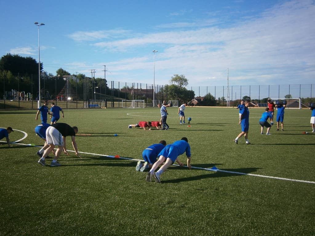 Hanover Football Club during their team fitness training session on the new 3G Synthetic Pitch at Tandragee Recreation Centre in preparation for the Mid Ulster Football League.