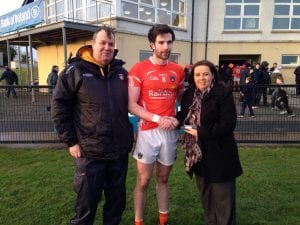 Armagh's Aaron Findon receieves the Man-of-the-Match award