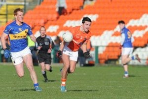 Armagh's Stefan Campbell on the attack. Photo: John Merry