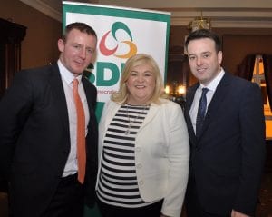Justiin McNulty, left, and Karen McKevitt are congratulated on their selection as candidates in the forthcoming Assembly elections by SDLP Leader Colm Eastwood Newry Armagh SDLP select Karen McKevitt and Justin McNulty as candidates in the forthcoming Assembly Elections. Newry Armagh SDLP Selection Convention  Canal Court Hotel Newry Co.Armagh 6 December 2015 CREDIT: LiamMcArdle.com