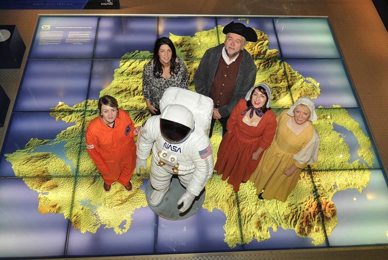 Out of this world. l to r...Martina Glass, (Armagh Planetarium) Cllr Sharon Haughey-Grimley (Armagh City Banbridge and Craigavon council) Ivan Little, Siofra O’Reilly (Armagh Ambassador programme organiser) and Lynda Willis (Armagh Ambassador programme organiser)