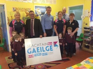 SDLP Assembly Member Dominic Bradley MLA and local representative Justin McNulty have visited the Bunscoil na mBráithre Críostaí, Ard Mhacha / Christian Brothers Primary School Armagh to mark Seachtain na Gaeilge 2016.