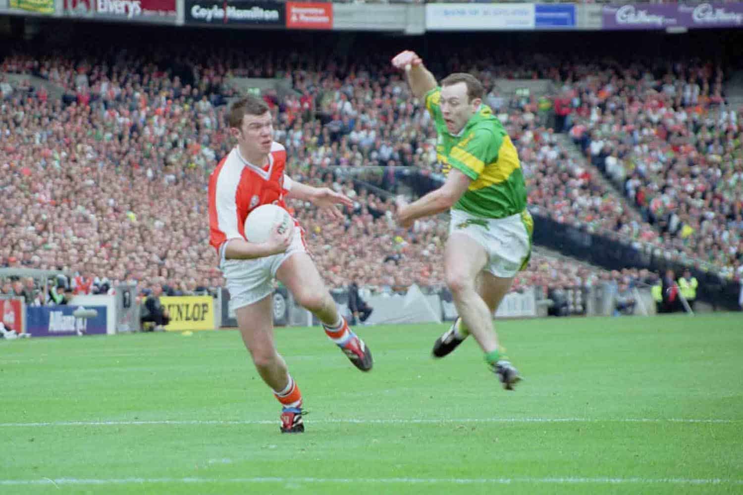 Ronan Clarke in action against Kerry's Seamus Moynihan in 2002's All-Ireland Final