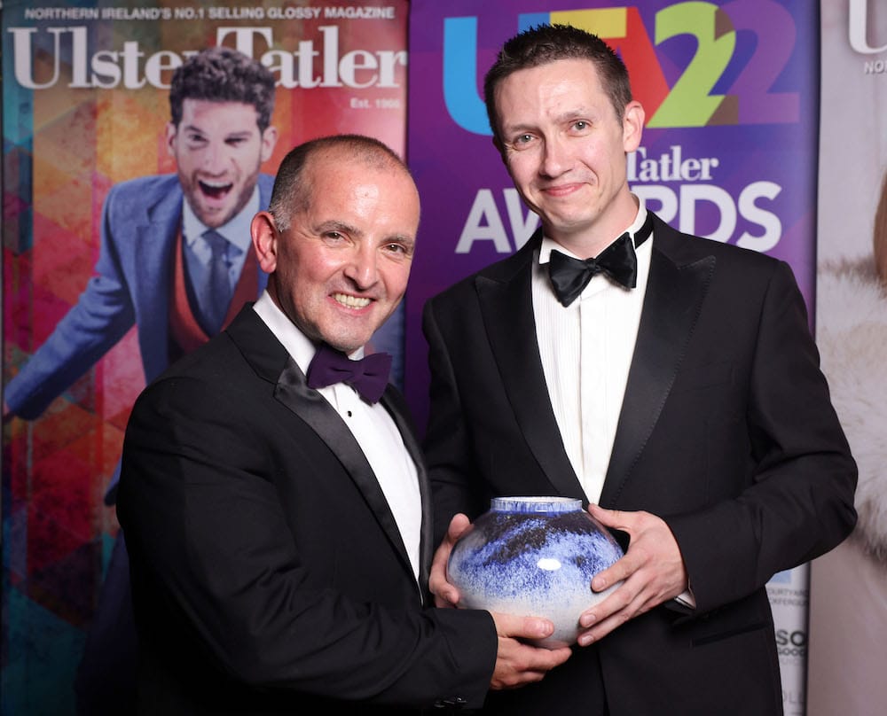 Interior Designer of the Year was awarded to Trevor Wilson of Beaufort Interiors, pictured here with award sponsor Joe Cleland of Hafele