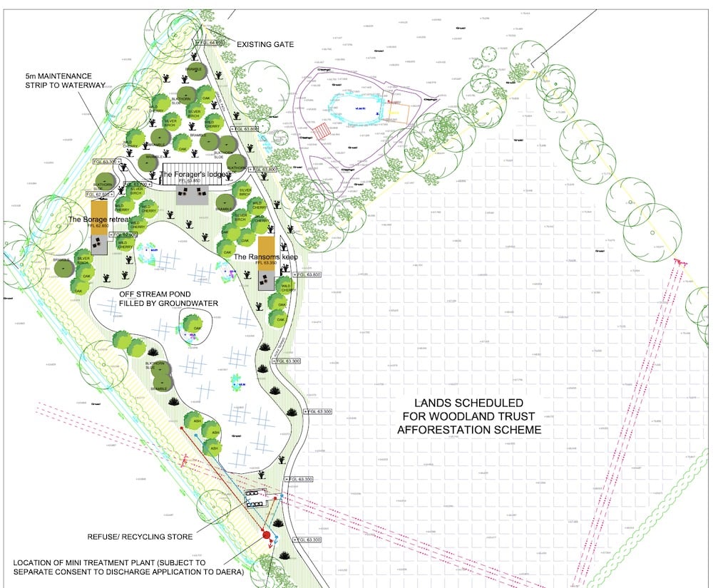Site map of the proposed plans for a new Portadown glamping experience