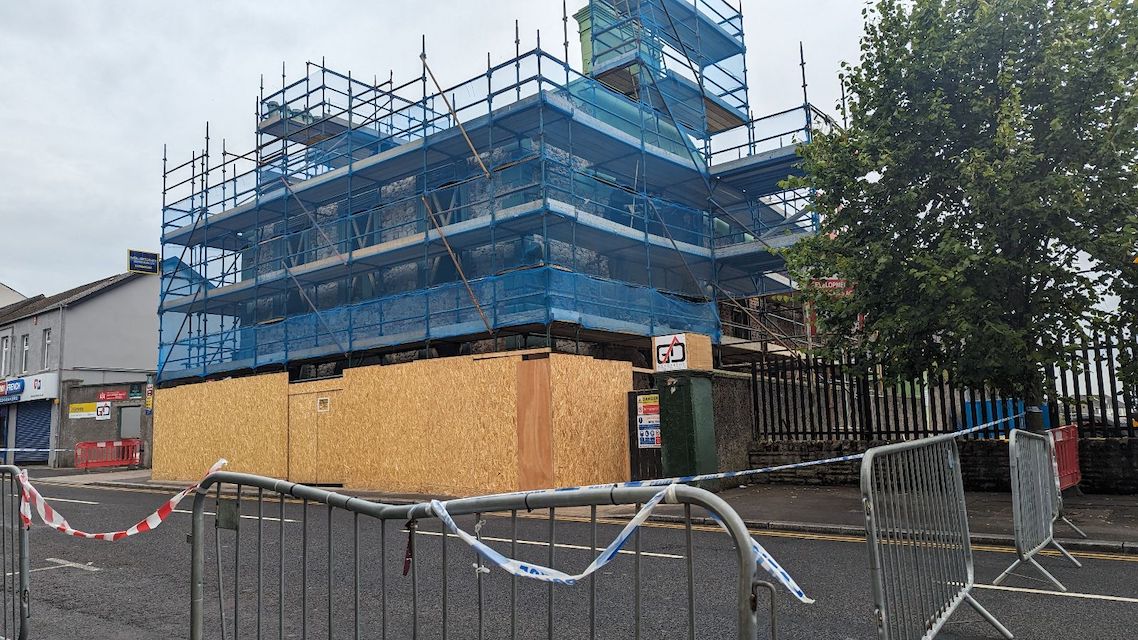 Wall collapse at Foresters Hall in Lurgan