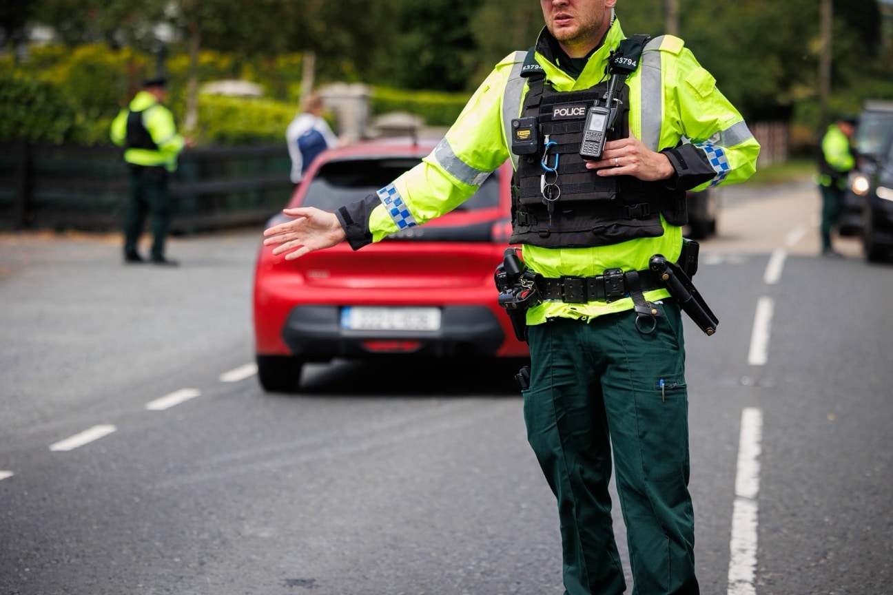 Police checkpoint at the border