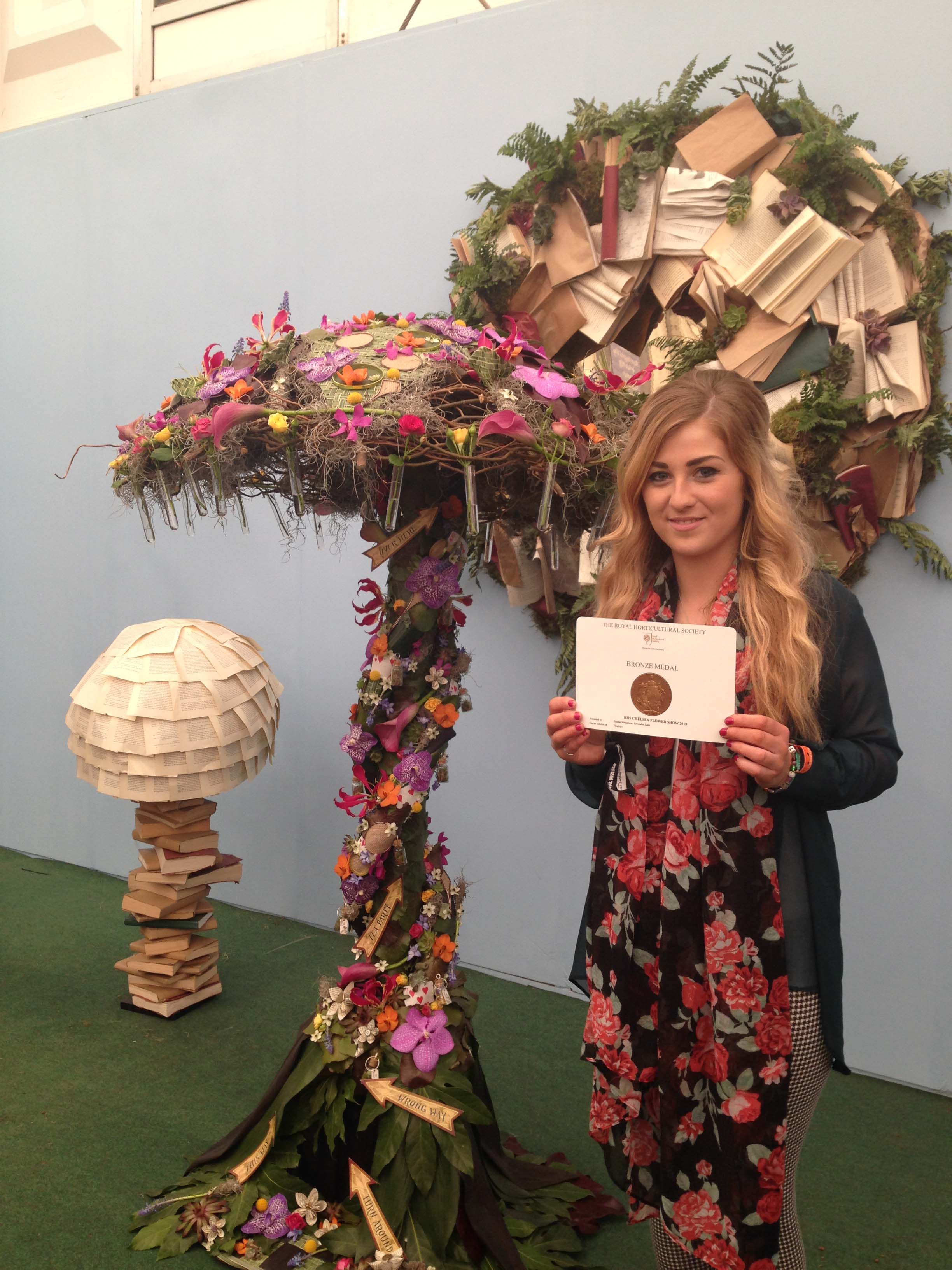 Armagh student Emma Sinnamon with her medal from the Chelsea Flower Show