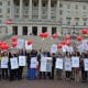 Balloon launch outside Stormont
