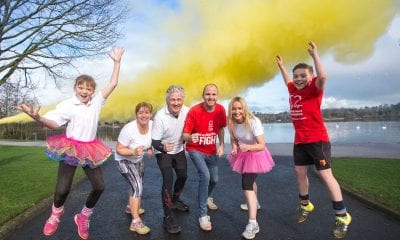 Lord Mayor of Armagh, Banbridge and Craigavon, Councillor Darryn Causby gets everyone ready for the first Heart & Sole Colour Dash taking place in the park on Sunday 17th April.