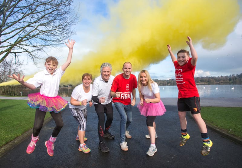 Lord Mayor of Armagh, Banbridge and Craigavon, Councillor Darryn Causby gets everyone ready for the first Heart & Sole Colour Dash taking place in the park on Sunday 17th April.