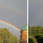 Double and unusual “spoked” rainbow recorded by Ruxandra Toma on 27th August 2015