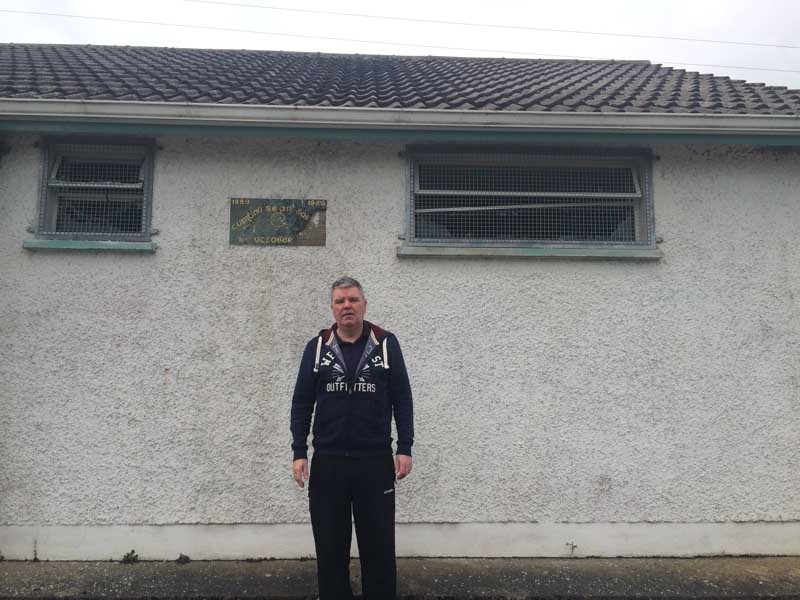 Cathal Boylan at the vandalised Clady GAA clubhouse