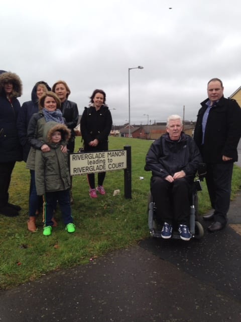 Sinn Fein Councillor Fergal Lennon with local residents