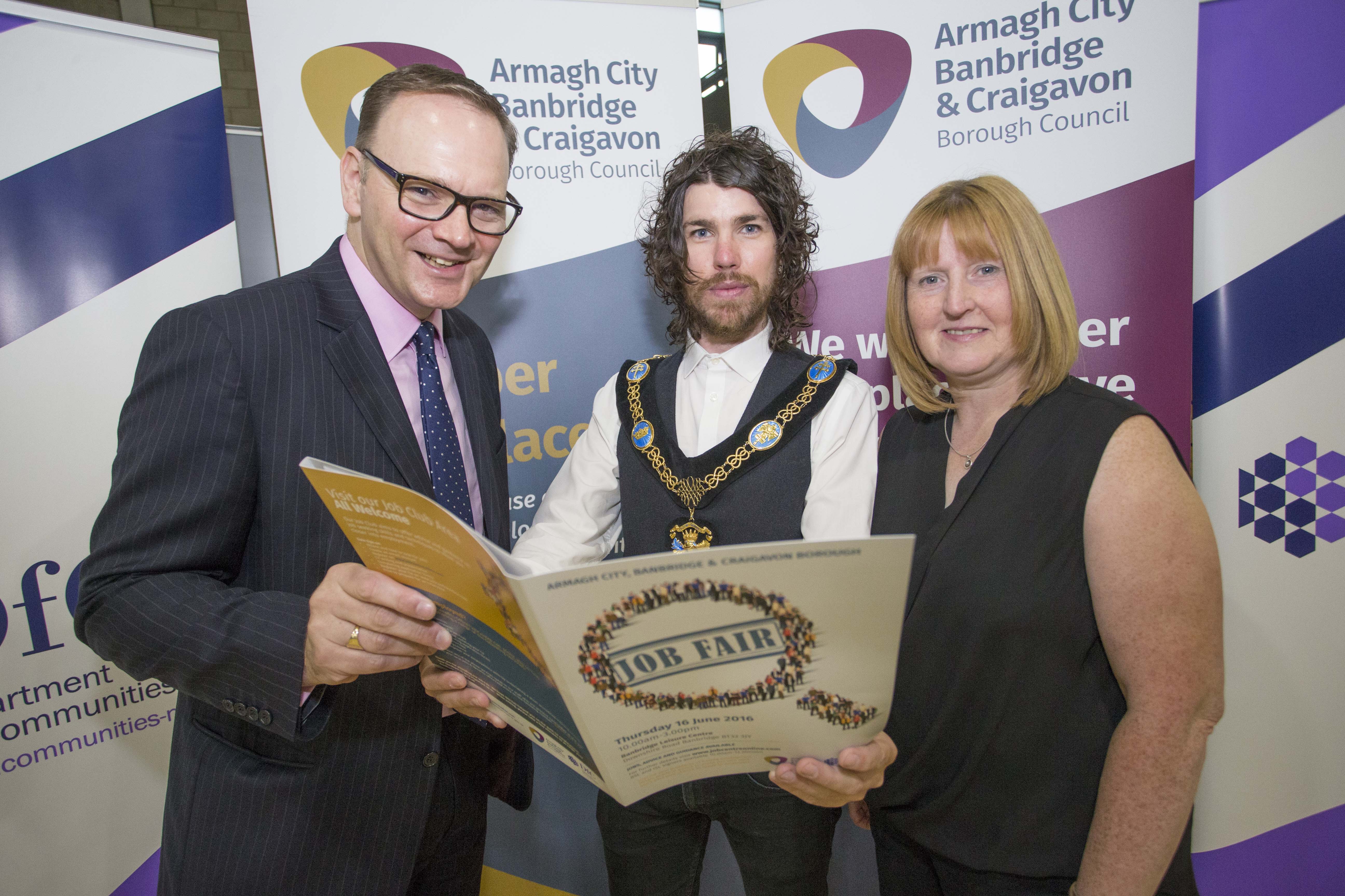 Attending the Job Fair in Banbridge on 16 June: Roger Wilson, Chief Executive of Armagh City, Banbridge and Craigavon Borough Council; Lord Mayor Garath Keating; and Ashley Russell-Cowan, Department for Communities.