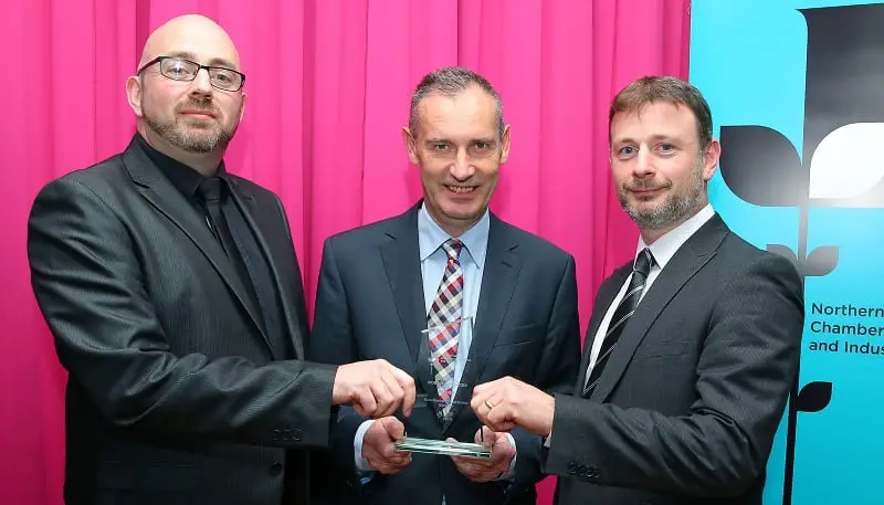 Anton Grimes (McElmeel Mobility Services); Nick Coburn (NI Chamber) and Conor McElmeel (McElmeel Mobility Services)