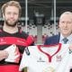 Armagh RFC's James Hanna with Senior Manager at SONI Nick Fullerton, launching SONI's 'Player of the Round' at Kingspan Stadium