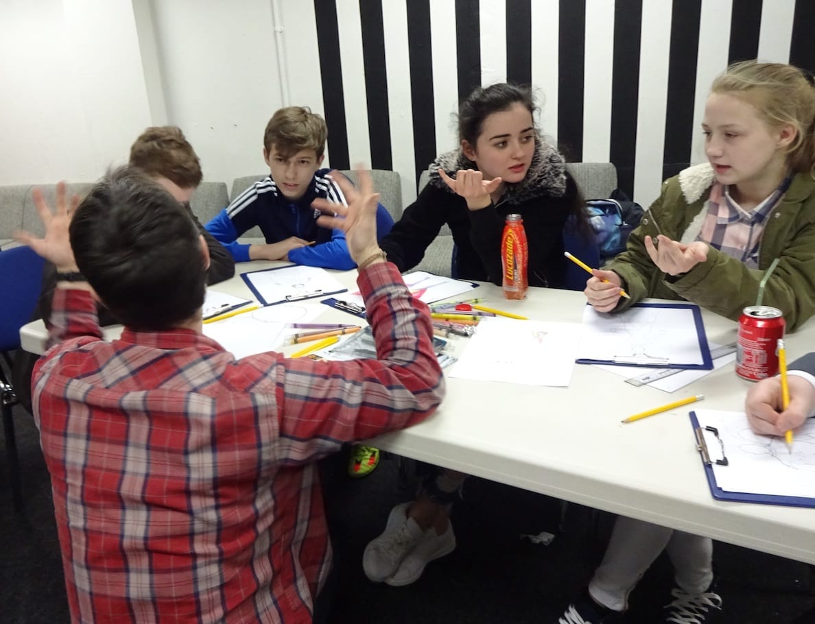 Newry & Mourne Enterprise Agency, young people exploring comic art