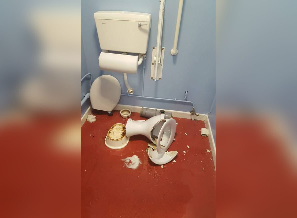 Vandals Smash Up Disabled Toilets In Home End At Glenavon Football Club Armagh I 