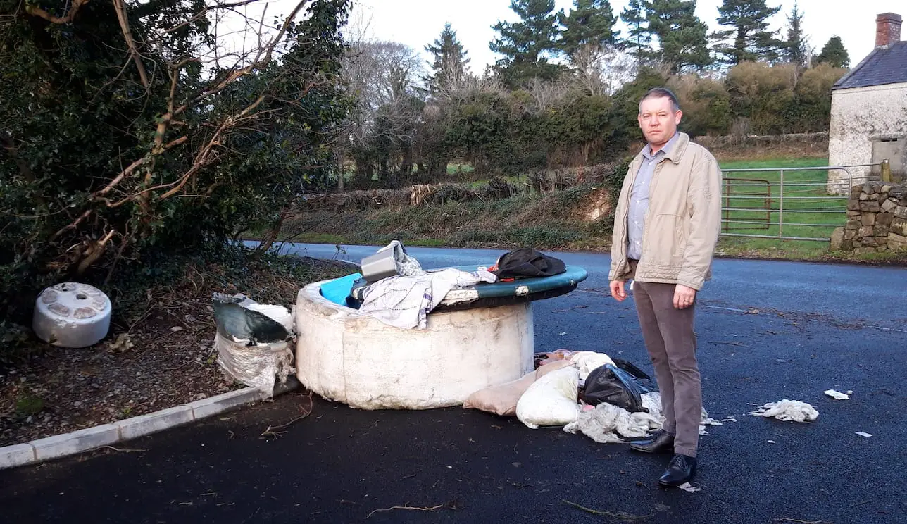 Sinn Fein councillor Mickey Larkin fly-tipping Slieve Gullion