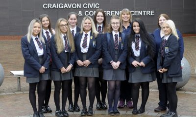 International Women's Day event, Craigavon Civic Centre 5th March 2019, Nuala McKeever joined Craigavon Senior High with Teacher Irene Megaw. ©Edward Byrne Photography