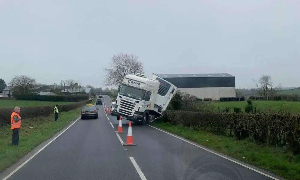 Lorry And Trailer Crash Into Ditch Outside Keady Armagh I