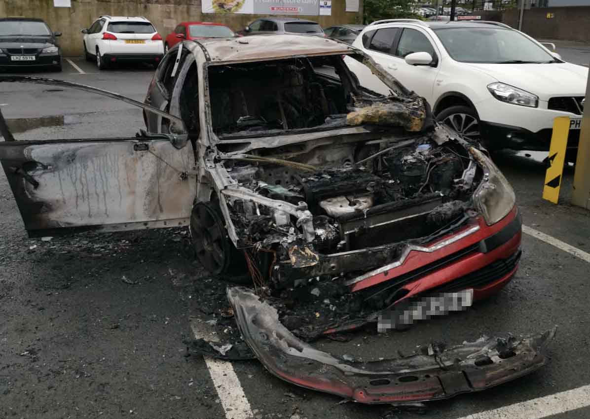 Car on fire in Armagh