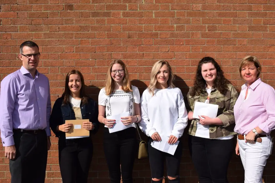 SRC Deputy Head of School Henry McCloy, students Rebecca Murdock (Hamiltownsbawn), Ruth Ferris (Bessbrook), Alanna Burns (Craigavon), Rachel Harrison (Castleblayney), and Bernie O'Hagan, SRC A Levels Coordinator