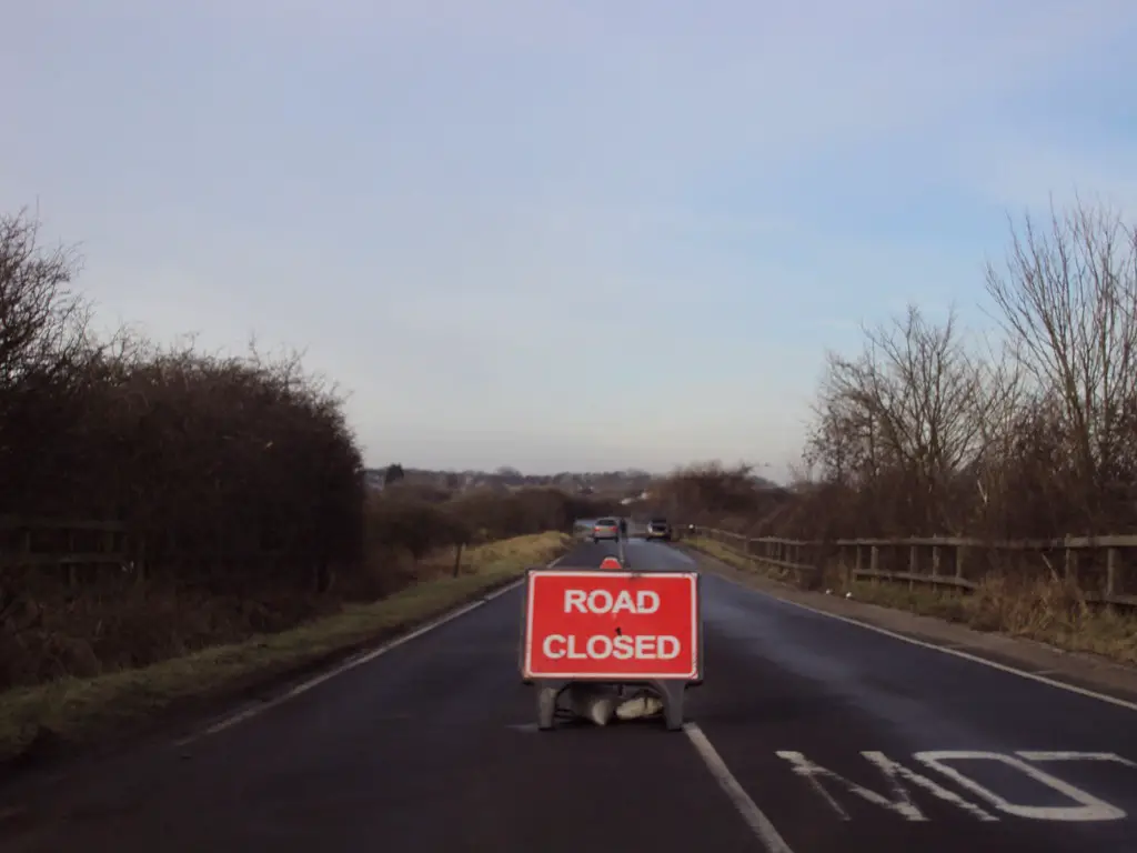 Road closed sign