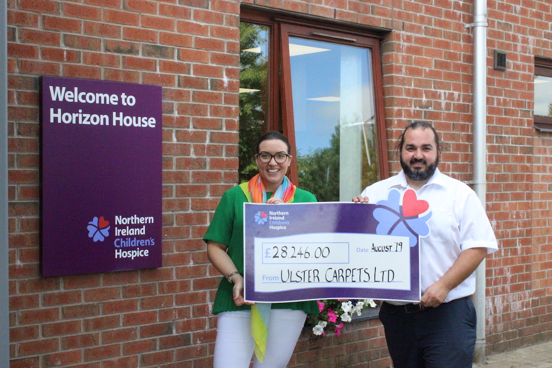 Pictured (L-R): Jonathan Lamberton, Corporate Engagement Executive for NI Children’s Hospice and Victoria Jackson, Marketing Executive,Ulster Carpets.