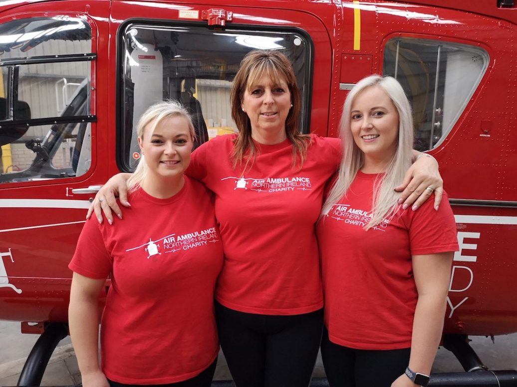 Pictured are Jim’s daughters Diane Murdoch and Kerri Russell as well as their mum and Jim’s wife, Linda Russell.