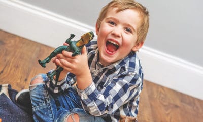 Cillian Rogers with dinosaur