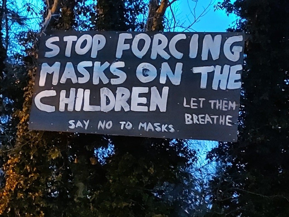 Anti mask sign Keady