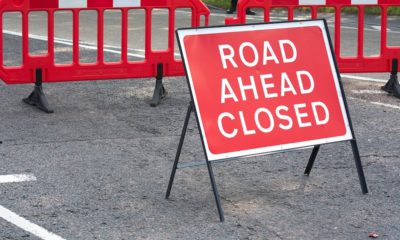 road closed sign roadworks