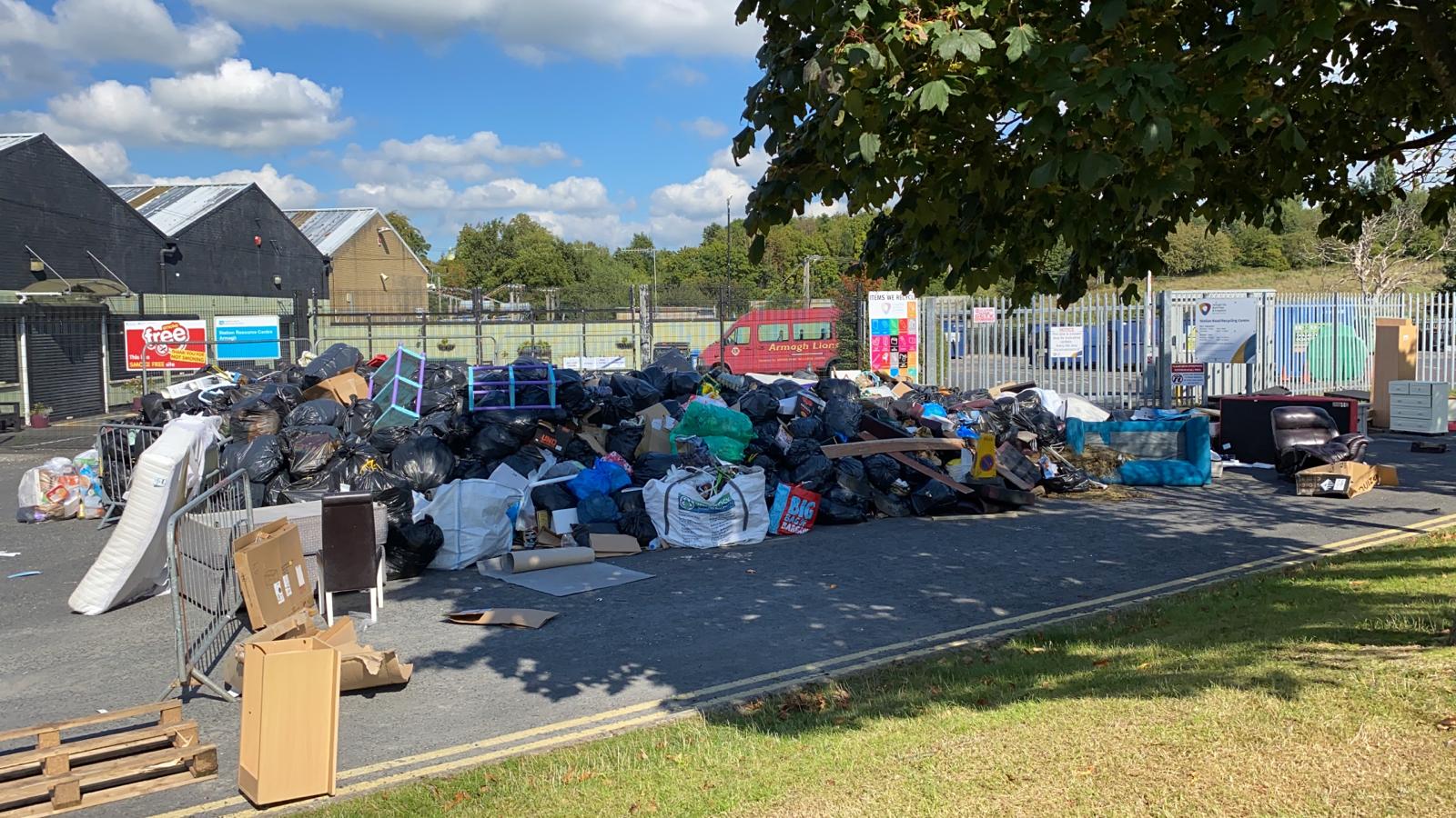 Armagh station Road recycling centre rubbish bins