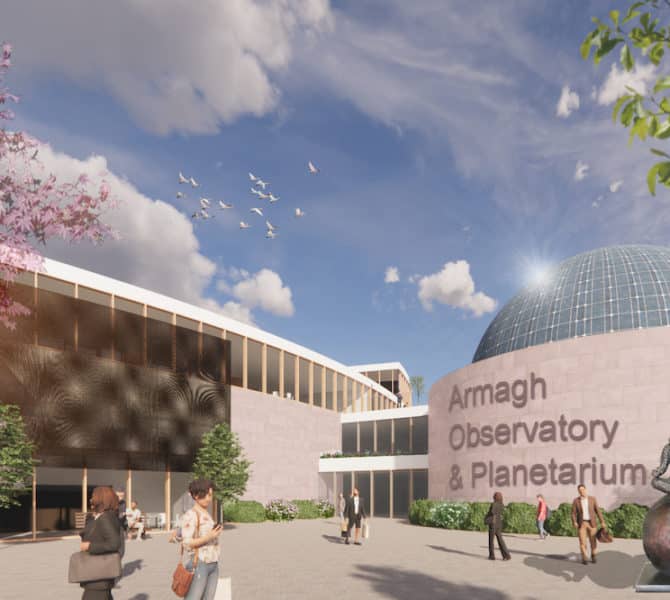 An artist’s impression of Armagh Observatory and Planetarium’s proposed Science and Education Park Redevelopment Project