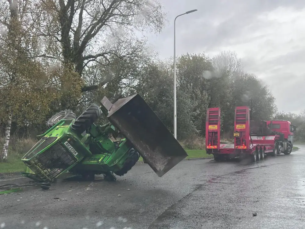 Lurgan digger overturned