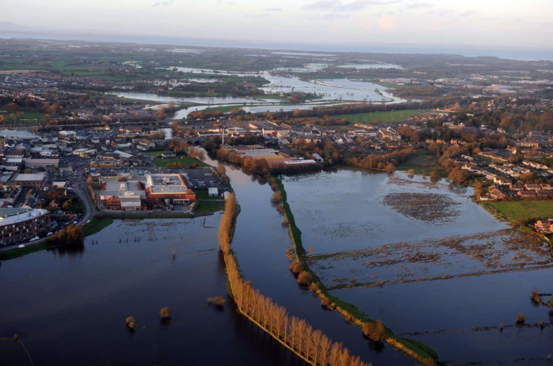 Aerial photo of flooding in Portadown, November 2009