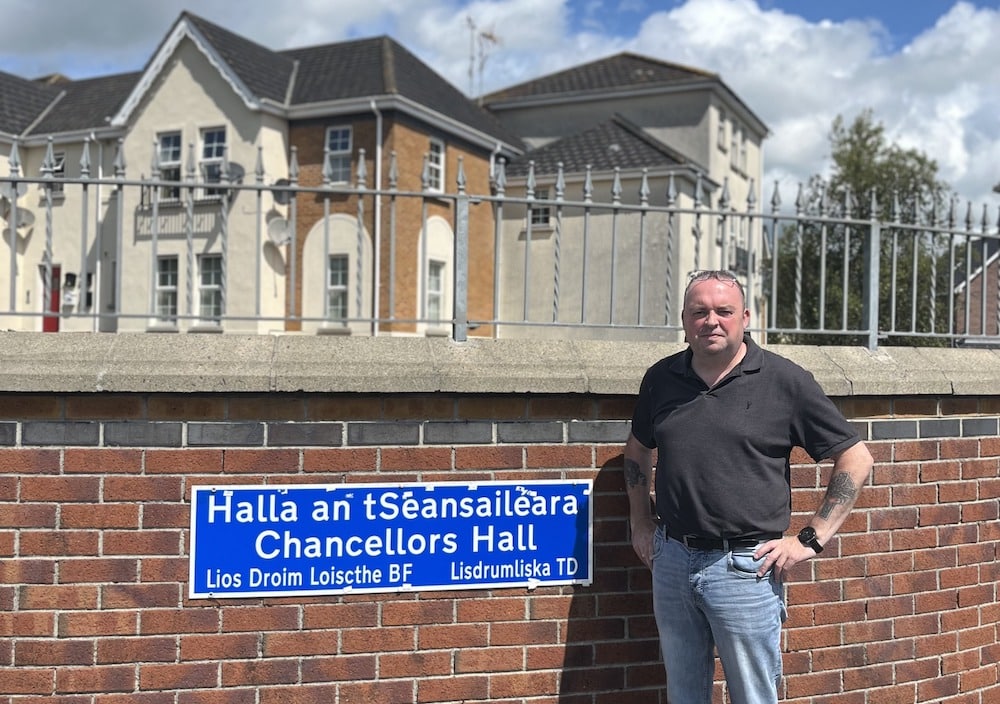Cllr Aidan Mathers pictured outside Chancellor_'s Hall, Newry.
