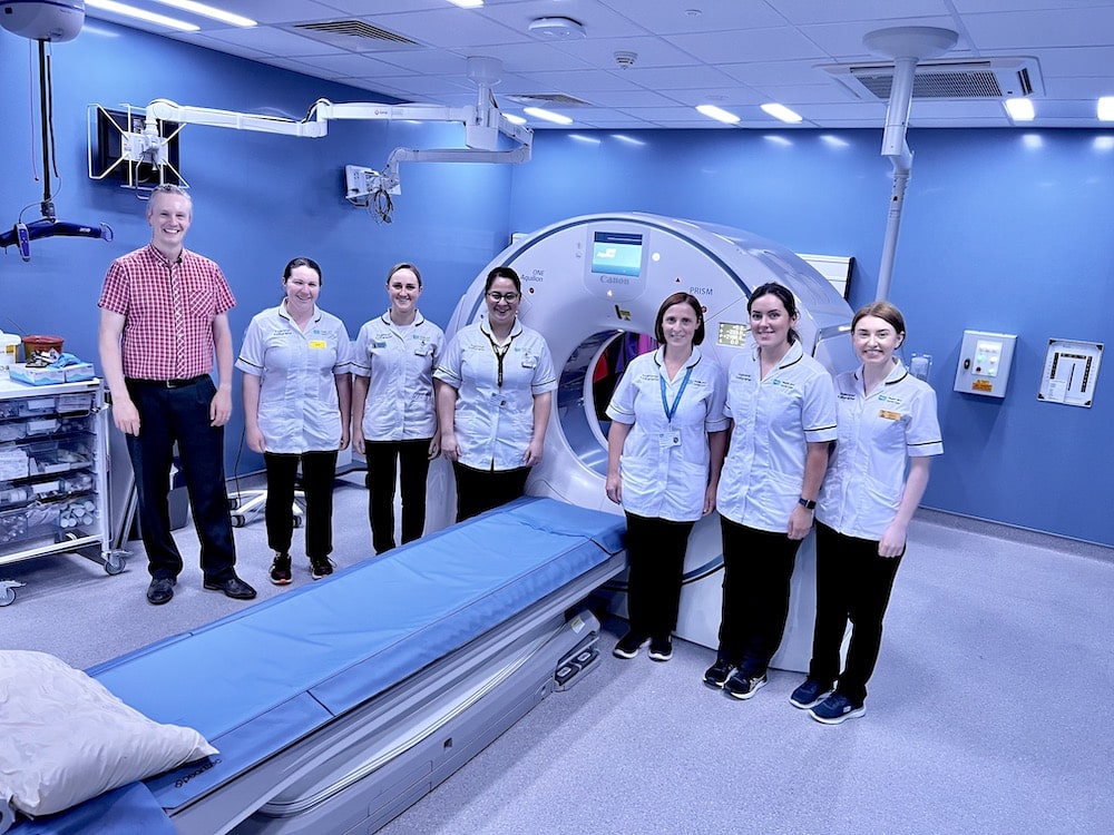 Diagnostics and stroke colleagues involved in introducing the latest AI (artificial intelligence) technology to help to identify the most suitable treatments for stroke patients at Craigavon Area Hospital.