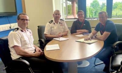 Pictured are Justin McNulty MLA, SDLP Slieve Gullion Representative Killian Feehan, NI Fire & Rescue Service Chief Andy Hearn, and Assistant Chief Aidan Jennings.