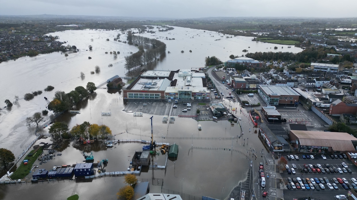 Aerial photo of Portadown flooding