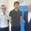Damien McLoughlin, Client Executive Invest NI and Alan McKeown, Chief Transformation Officer, Invest NI are pictured with Joe McKevitt (centre) Co-Founder of UpTime Labs