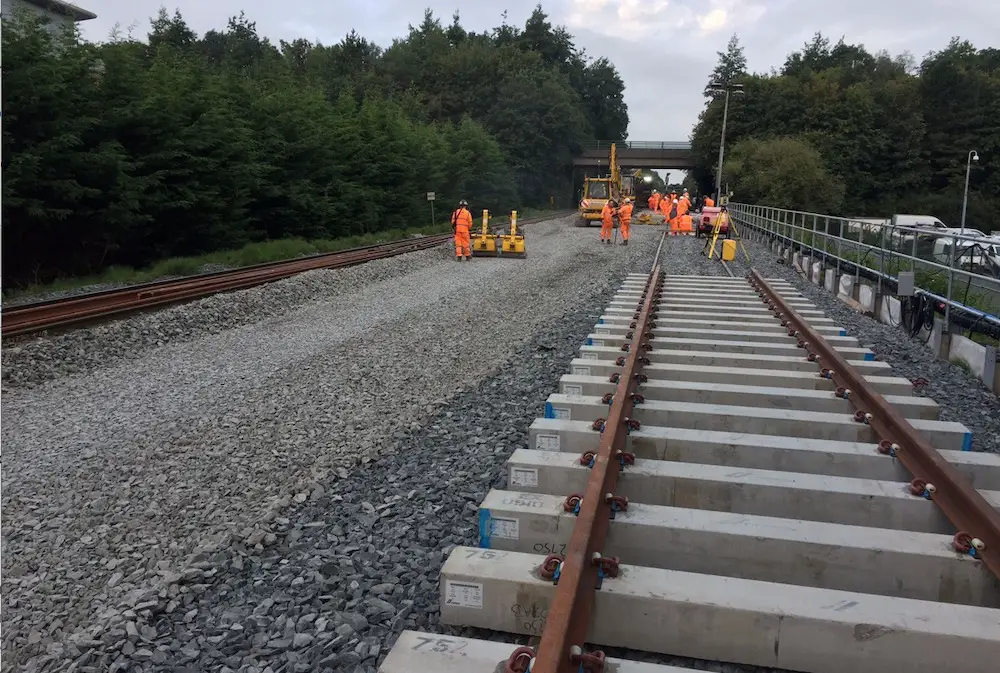 Railway train line engineering works