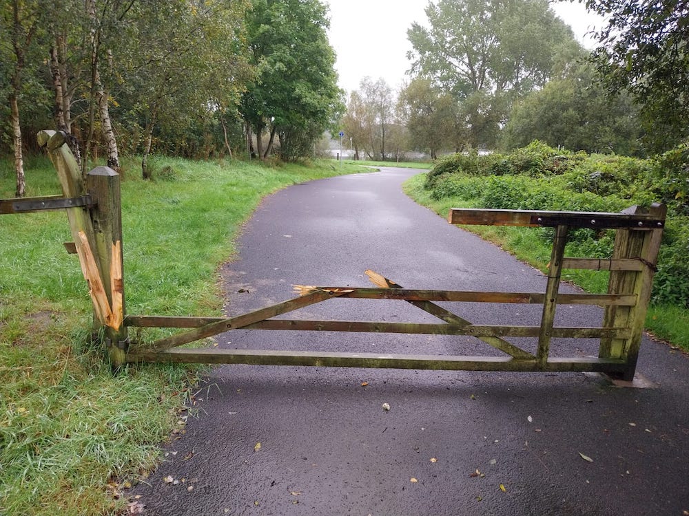 Tannaghmore Park gate damaged