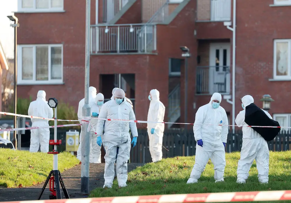 Police at the scene in Lurgan where they have launched a murder investigation. Edward Street in the town has been closed off after an incident took place in the early hours of Sunday morning. Picture by Jonathan Porter/PressEye