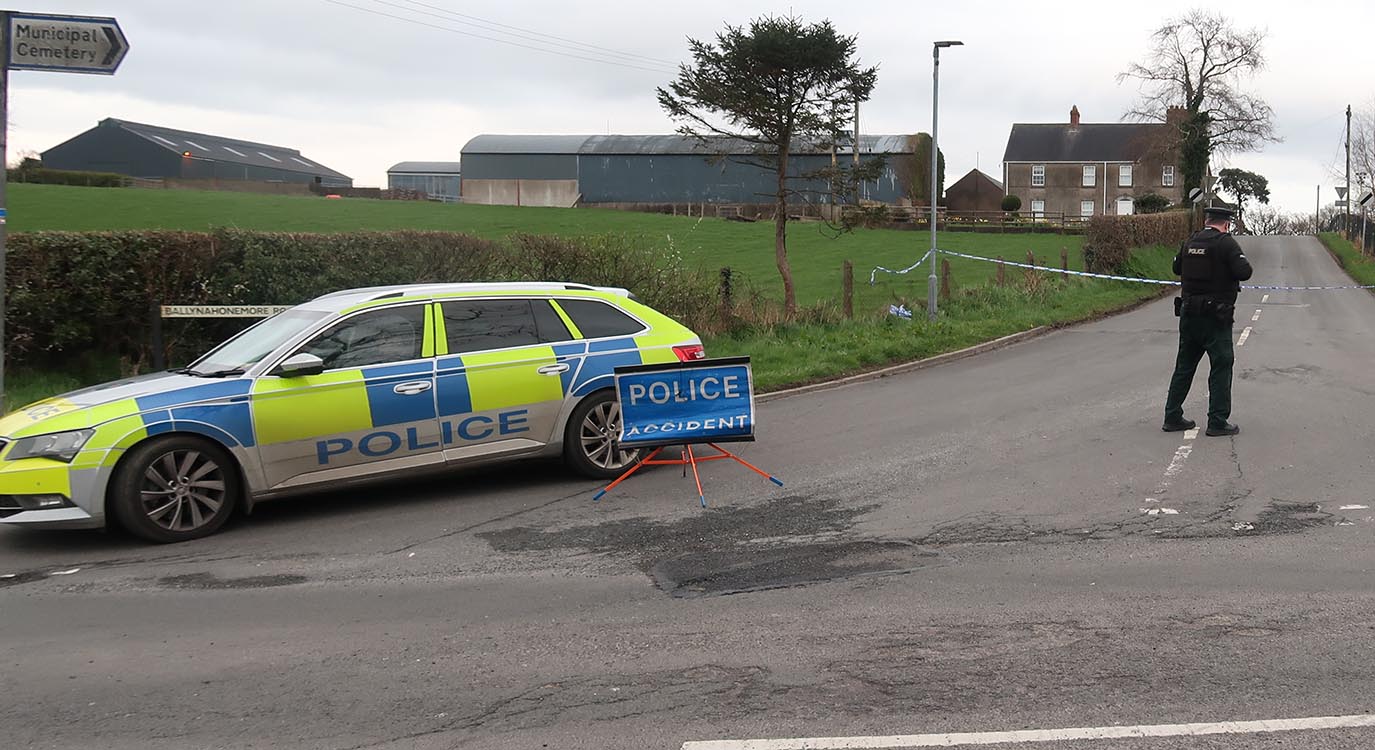 Police at the scene of a fatal RTC on the Ballynahonemore Road in Armagh