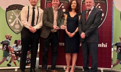 Mr Oran Darragh and Mr Tomás Mc Kee receiving the joint second award in the small school of the year category