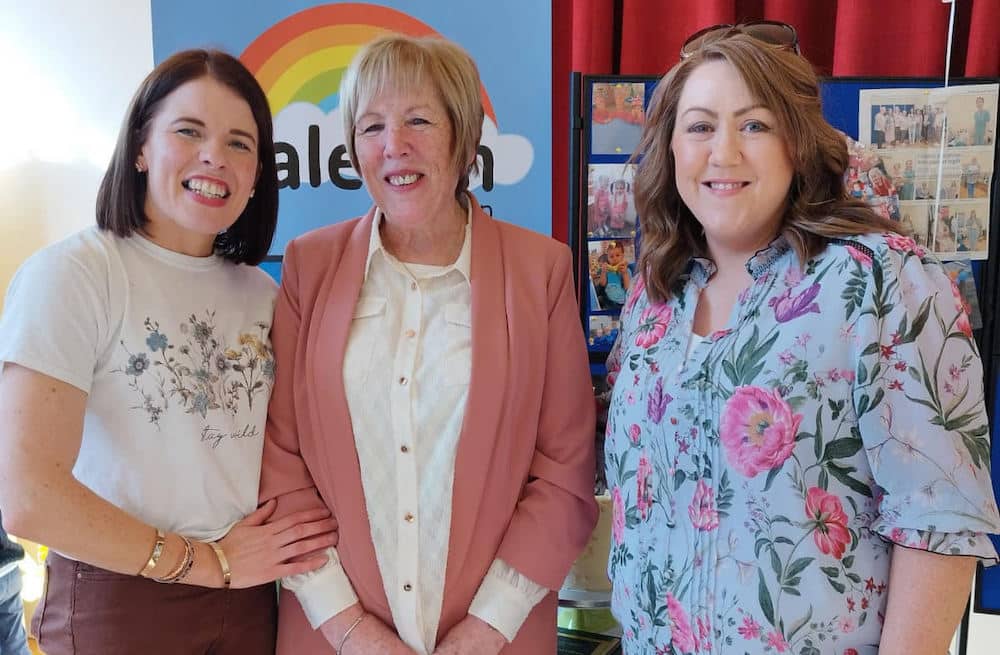 Pictured at the 25th anniversary event in Caledon Community Centre are, from left, Caledon Committee chairperson Janice Simpson, playgroup leader Patricia Feeney, and committee secretary Selina Allen. Credit: Caledon Playgroup Committee